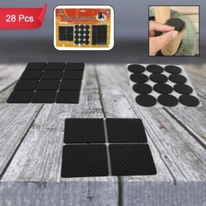 28 pc Rubber Furniture Pads BLACK COLOR – Self-Adhesive Floor Protectors