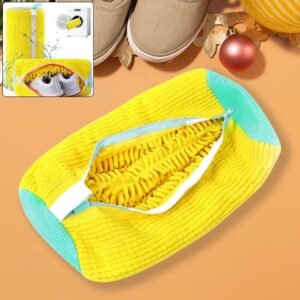 Shoe Washing Machine 1Pc Laundry Bag Fluffy Fiber Mesh Shoe Cleaning Bag with Zipper | Protective Washer Bag for Sneakers, Sports Shoes, Canvas Shoes & Slippers