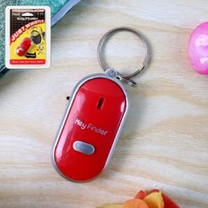 AUTO Wireless Whistle 1Pc Key Finder Keychain with LED Light | Sound-Activated Electronic Anti-Lost Key Locator Tracker (Red)