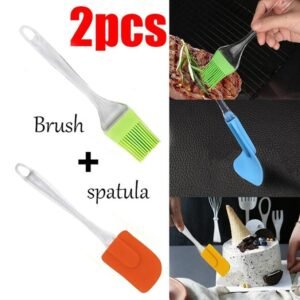 Silicone Spatula & Brush Set 2Pc (23 cm each) MULTICOLOR Non-Stick Bakeware | Bake & Dwell , BIG