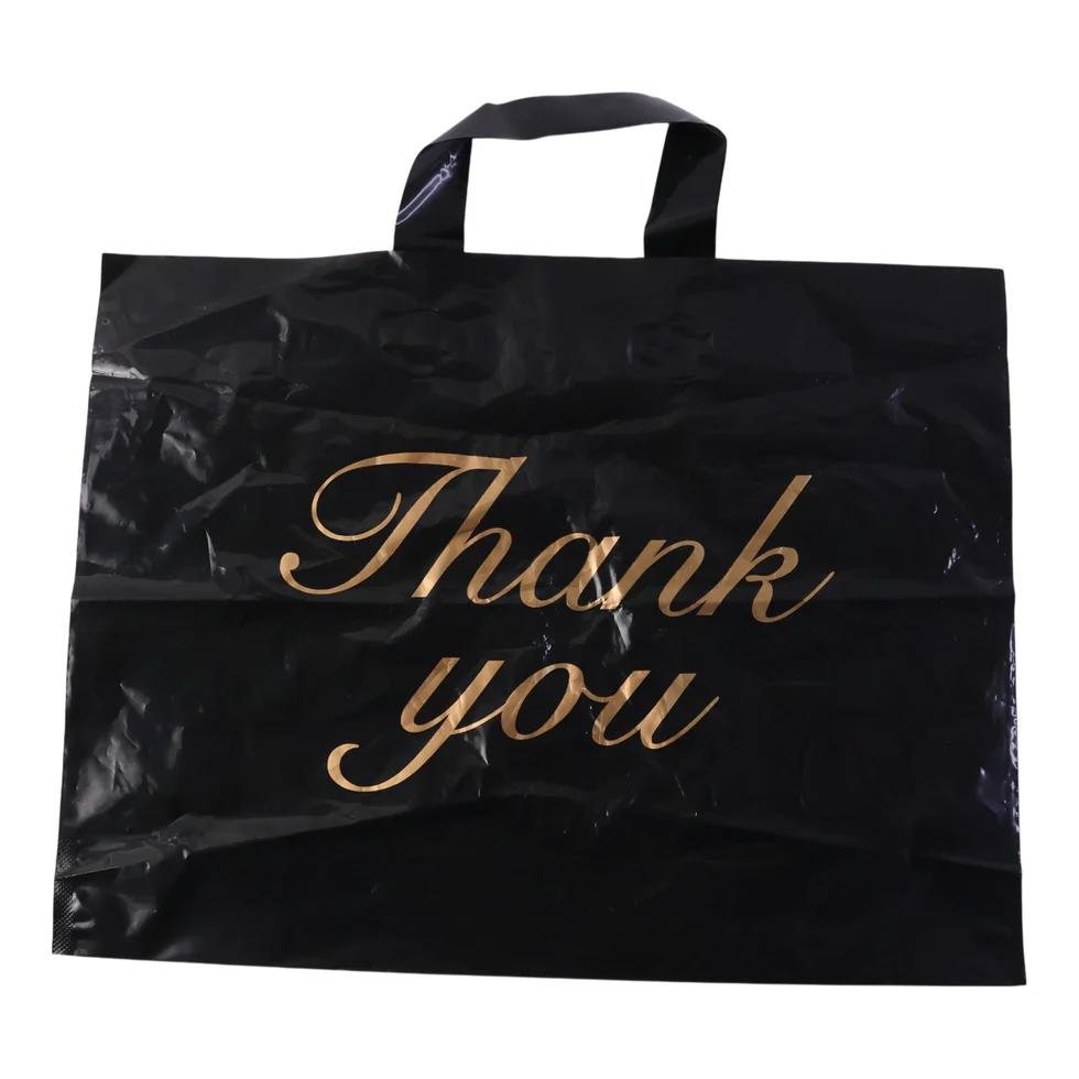 Premium Black Thank You Printed Plastic Carry Bag 4Pc (30 cm × 39 cm EACH ) - Image 5
