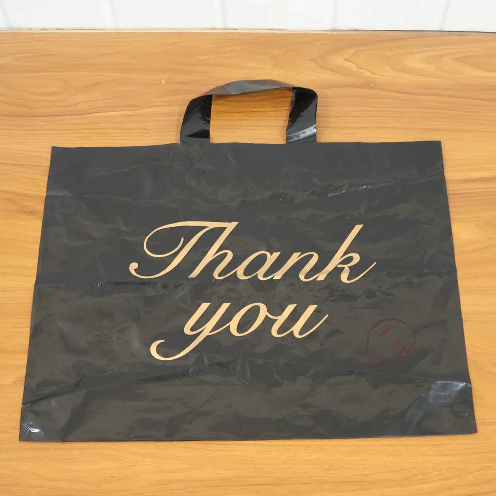 Premium Black Thank You Printed Plastic Carry Bag 4Pc (30 cm × 39 cm EACH ) - Image 6