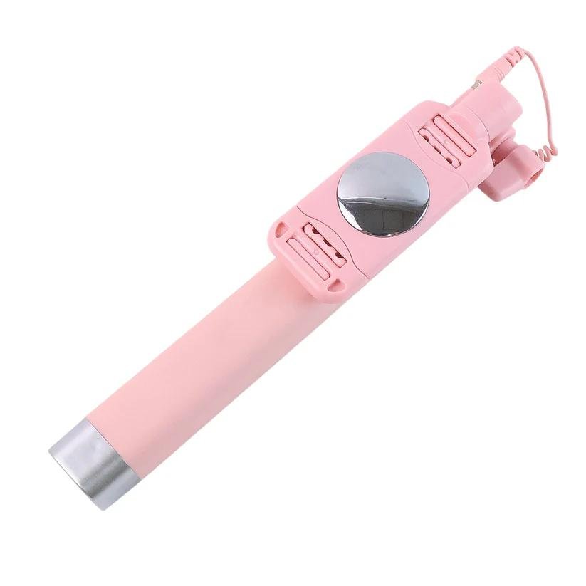 Wired Selfie Stick 1Pc MULTICOLOR with Rearview Mirror & Built-In Shutter Button - Image 7