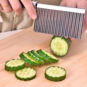 HEAVY DUTY METAL Crinkle Cut Knife 1Pc Multi Function Vegetable(21cm x 7cm each) and Fruit Cutter, Wavy Potato Slicer, French Fry Cutting, Zigzag Knife with Steel Handle for French Fries and More