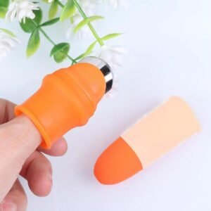 Thumb Knife Finger Silicone Thumb Cutter 1PAIR Kitchen Set Knife,Finger Thumb Cutter Silicone Kitchen Use,Quickly Cutting Protector Fruit And Vegetable Picker (Stainless Steel,Orange)