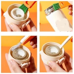3in1 Tiny 1Pc Bottle Cup Lid Detail Brush Straw Cleaner Tools Water Bottle Cleaning Crevice Brush for Bottles Carrot Clean Brushes for Nursing Bottle Cups Cover for Home Kitchen