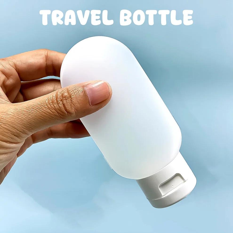 Small Travel Bottle Set of 2 (60ml EACH), Plastic, Squeezable, Mix Color, Leak Proof, Refillable for Shampoo Conditioner Lotion - Image 2