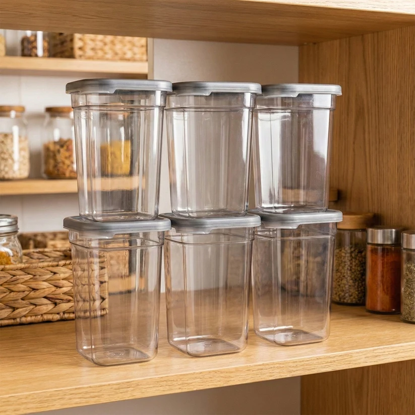 SET OF 6 Airtight Kitchen Storage Containers | 1200ml EACH | Pack of 6 BPA-free plastic containers help organize pulses, grains and pantry essentials for convenient everyday storage - Image 13