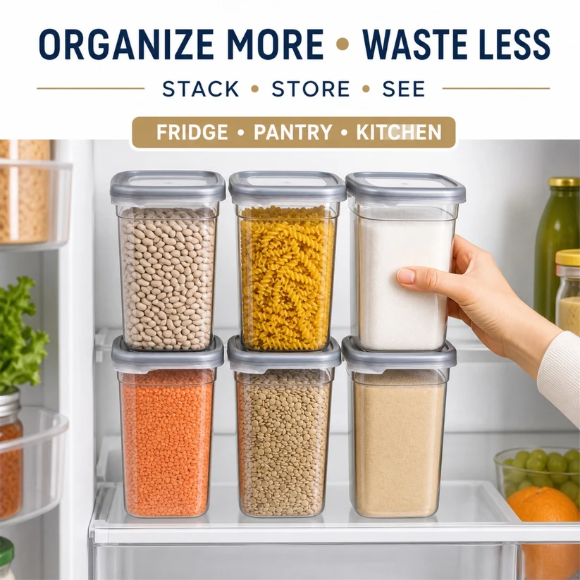 SET OF 6 Airtight Kitchen Storage Containers | 1200ml EACH | Pack of 6 BPA-free plastic containers help organize pulses, grains and pantry essentials for convenient everyday storage - Image 3