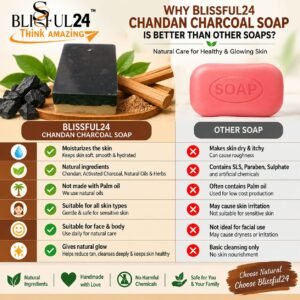 Blissful24 Chandan & Charcoal Double Layer with Goat Milk 2pc. (100gms+100gms) Handmade, Natural & Body Cleanser Bar for Bath