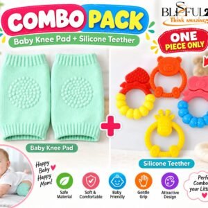 Blissful24 ELEGANT Baby Knee Pad 1 PAIR + Silicone Teether Combo Pack 1 Pc