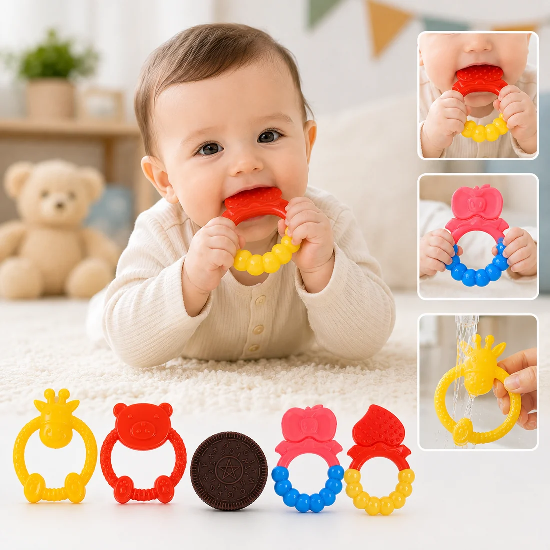 Blissful24 ELEGANT Baby Knee Pad 1 PAIR + Silicone Teether Combo Pack 1 Pc - Image 13