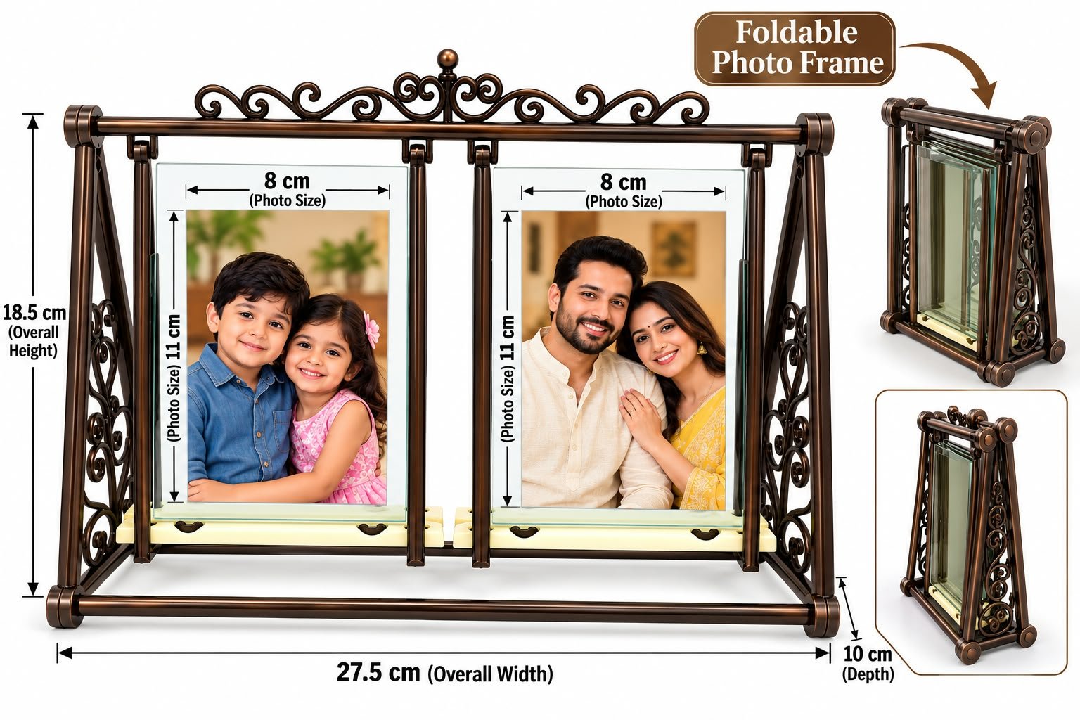 Rotating Swing Photo Frame - Vintage Dual-Sided 5x7 Display - Image 2