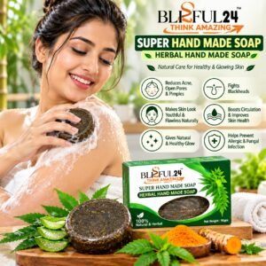 Blissful24 Neem & Alovera Handmade Herbal Soap Combo pack 3pc.| Neem, Alovera, Tulsi,Haldi with Glycerine & Essential oils| For men & women Reduces Acne & Pimples 270gm.