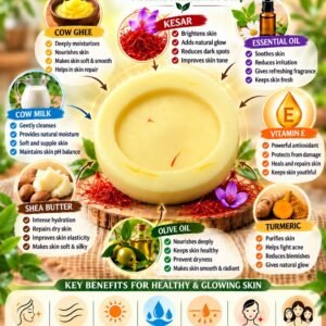 Blissful24 Kesar Milk Herbal Hand Made Soap 3pc. Combo Pack| Kesar,Cow Ghee&Milk, Shea Butter, Olive oil| For Men & Women Detoxify Skin 270gm.