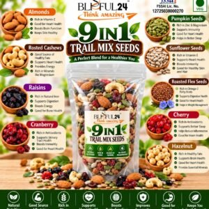 Blissful24 Daily Super 9 in 1 Trail Mix 250 gm| Low calories Assorted Seeds &Nuts (1 pack)