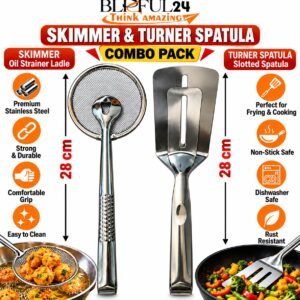 Blissful24 stainless steel Multifunction Combo Pack 2pc. Set |Frying Strainer & Cooking Tong for Kitchen Needs