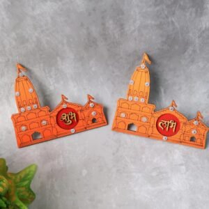 Ram Mandir-themed 2Pc Shubh Labh Wall Hanging Adhesive Sticker Set.