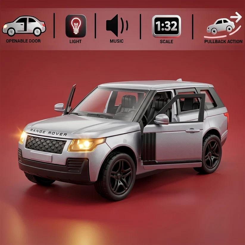 Light and Sound Metal Pull Back Car Toy 1Pc, Die Cast SUV Model for Kids - Image 4