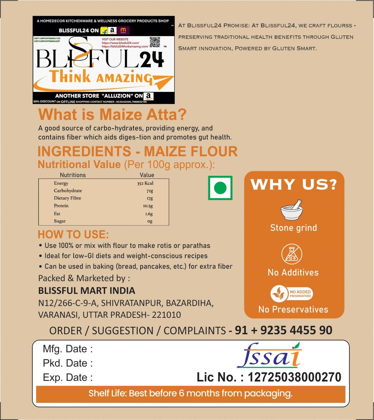 Premium Makka Atta (Maize Flour) | 100% Natural Corn Flour | High Fiber, Rich in Protein, Vitamins & Minerals | No Preservatives, No Artificial Additives