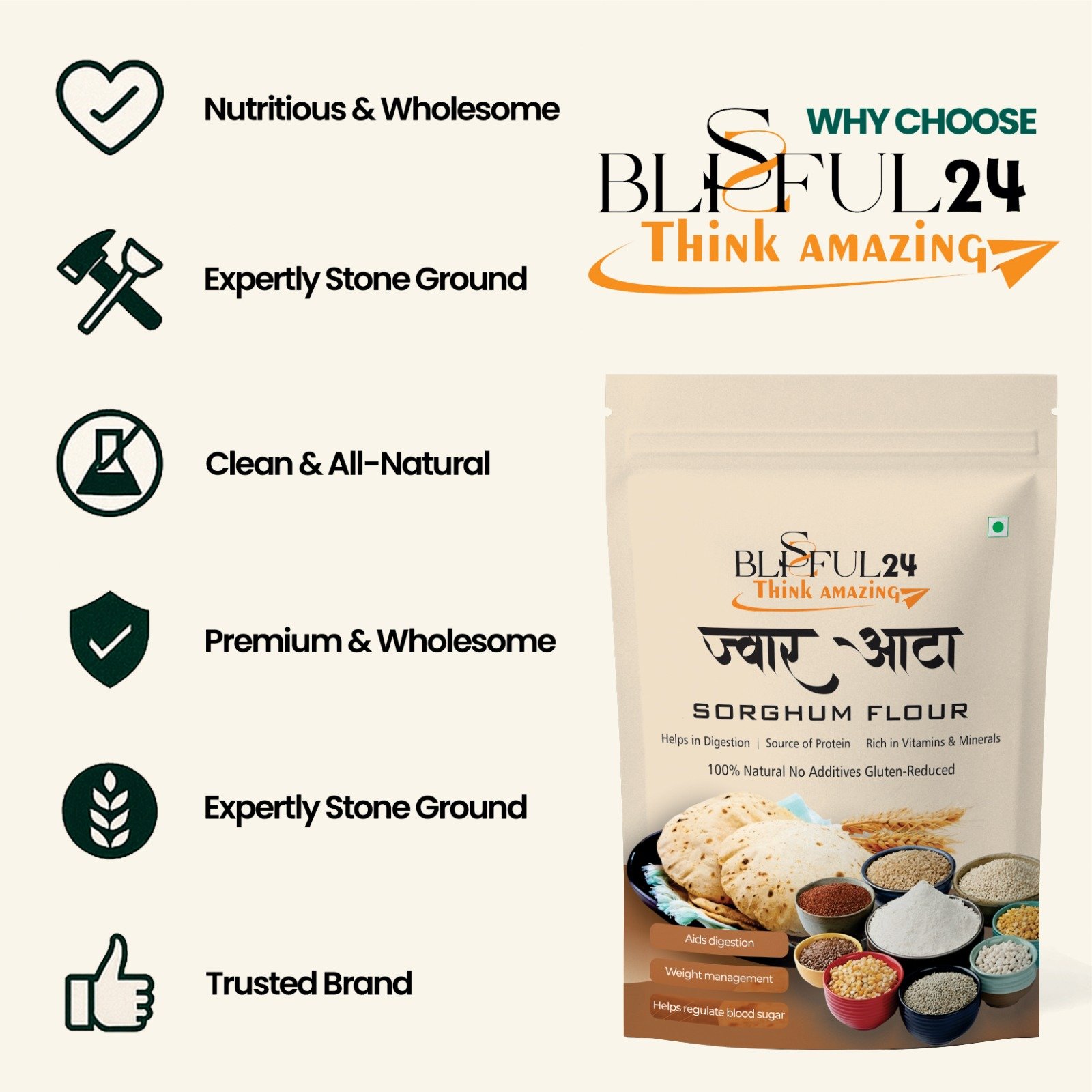 Premium Jowar Atta (Sorghum Flour) | 100% Natural Whole Grain Flour | High Fiber, Rich in Protein, Vitamins & Minerals | No Preservatives, No Artificial Additives - Image 7