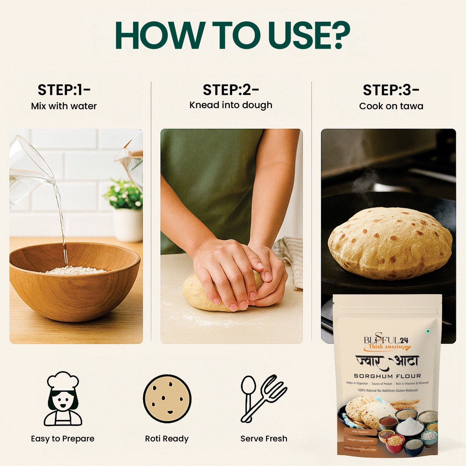 Premium Jowar Atta (Sorghum Flour) | 100% Natural Whole Grain Flour | High Fiber, Rich in Protein, Vitamins & Minerals | No Preservatives, No Artificial Additives - Image 11