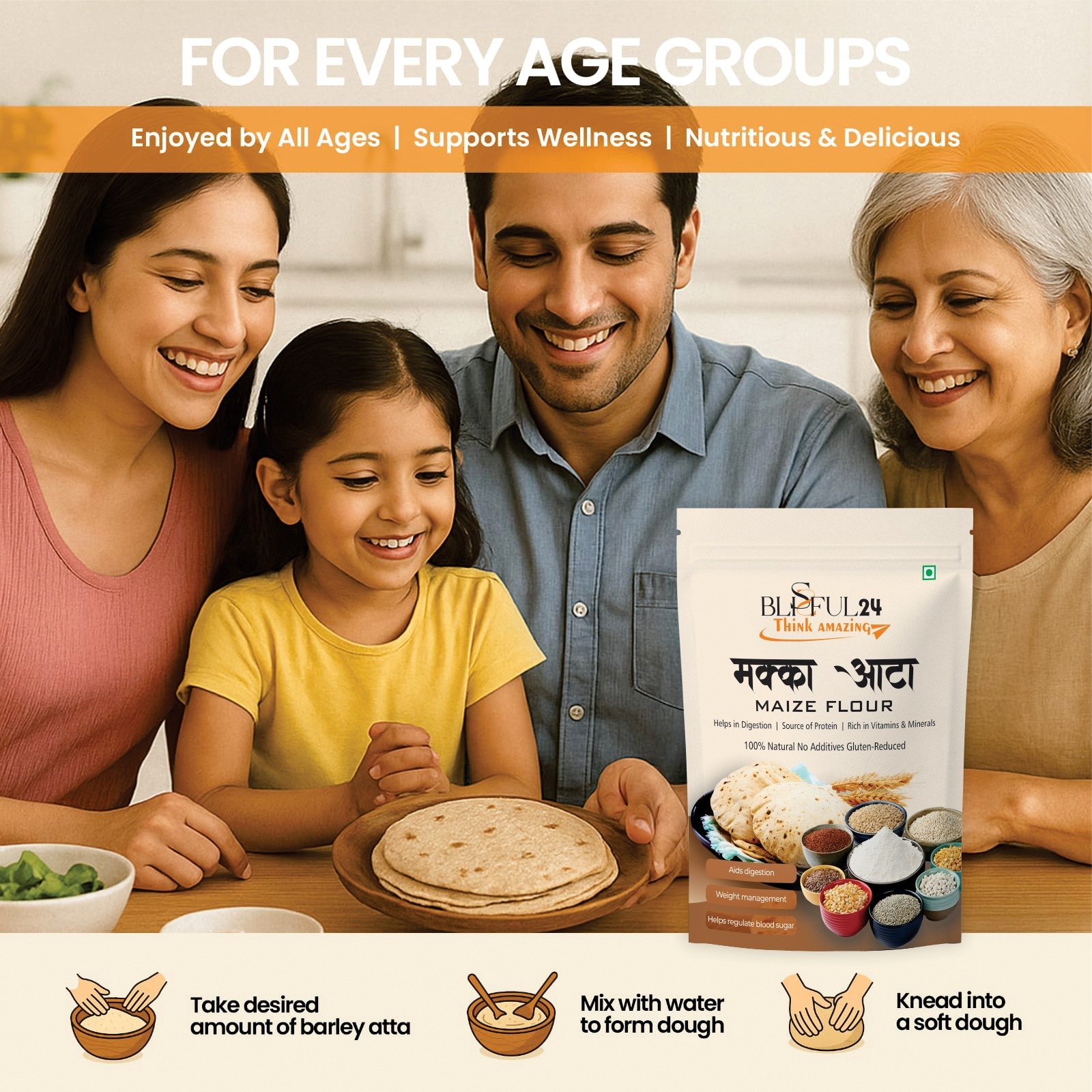Premium Makka Atta (Maize Flour) | 100% Natural Corn Flour | High Fiber, Rich in Protein, Vitamins & Minerals | No Preservatives, No Artificial Additives - Image 4