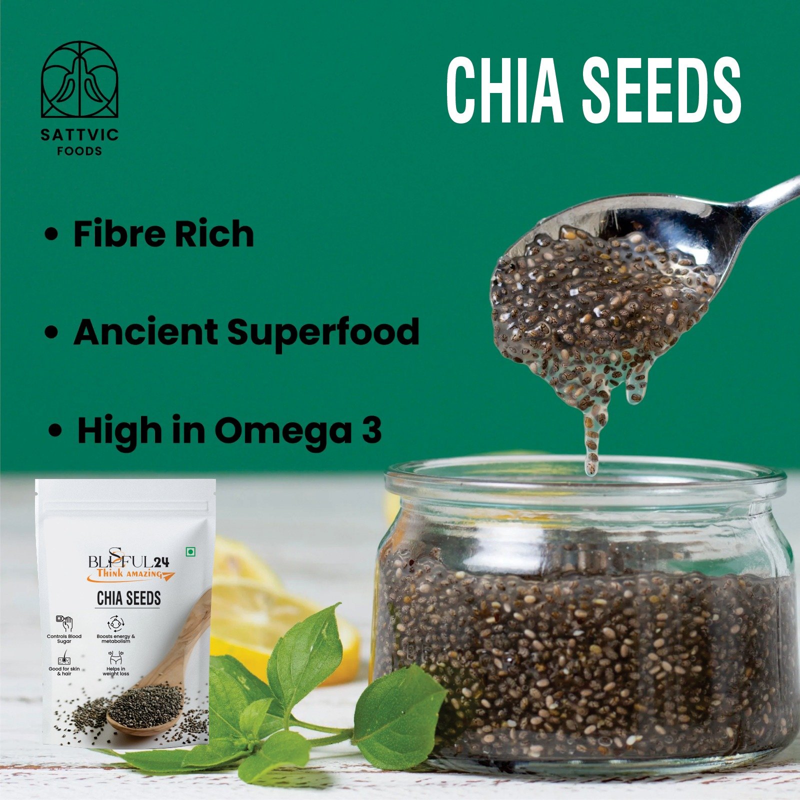 Premium Natural Chia Seeds | Raw Superfood Seeds | High Fiber, Omega-3 Rich | Protein & Antioxidant Source | Healthy Diet, Weight Management & Smoothies - Image 3