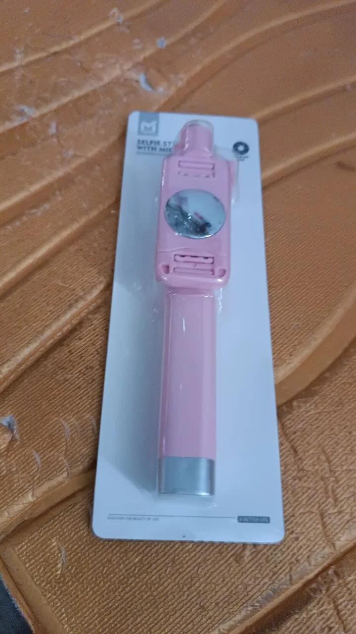 Wired Selfie Stick 1Pc MULTICOLOR with Rearview Mirror & Built-In Shutter Button - Image 8